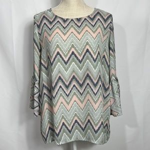 Tacera M Multicolor Chevron Blouse